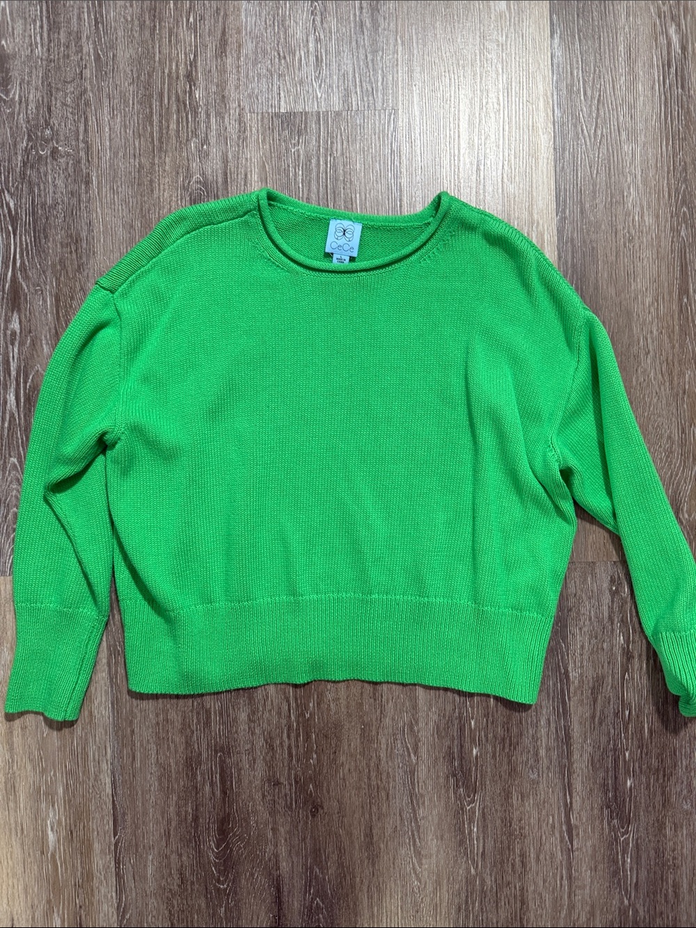 CeCe Green Crewneck Sweater L